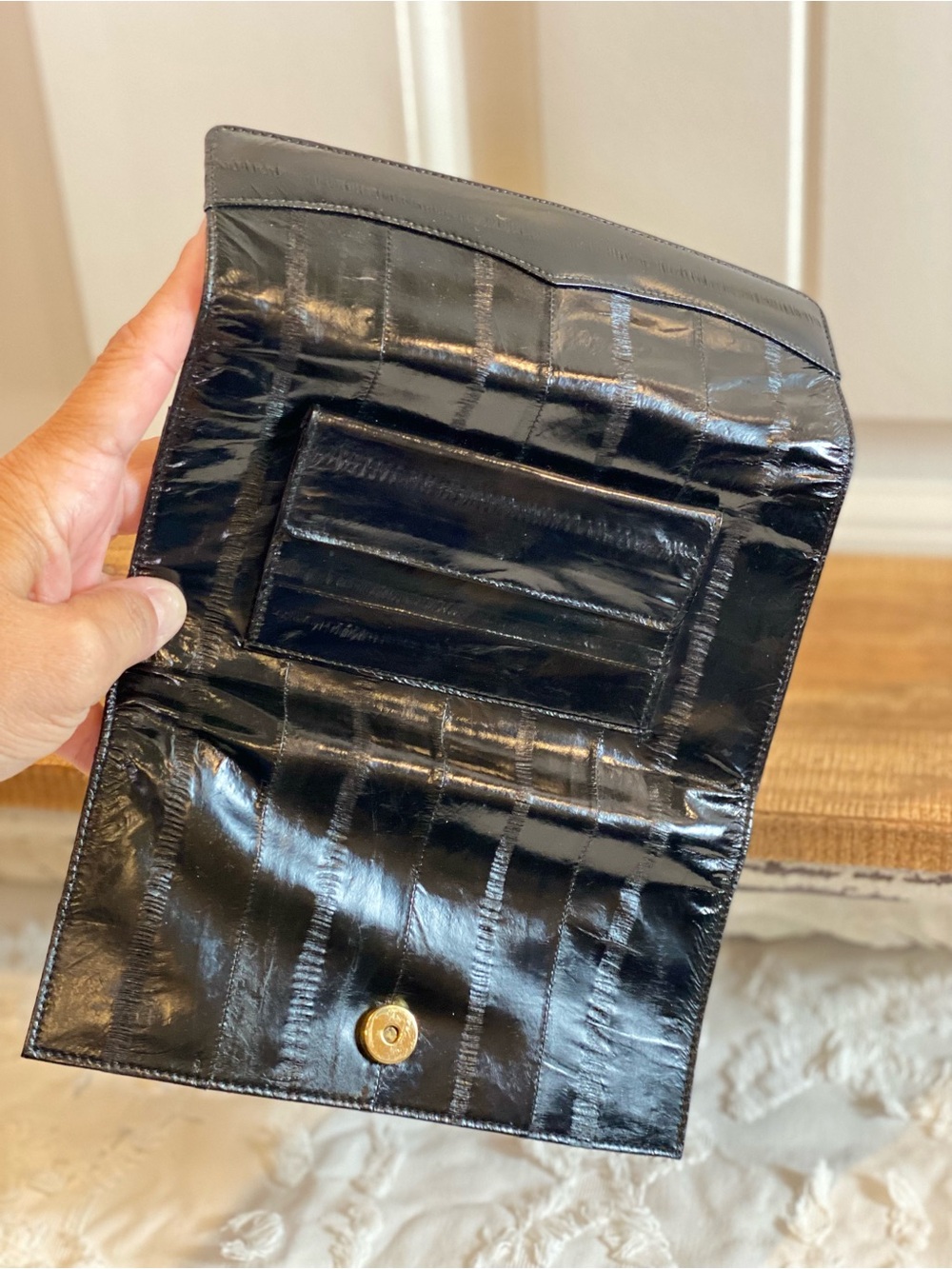 Like New!  Vintage Black Eel Wallet Clutch